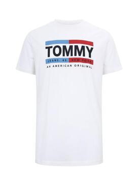 T-Shirt Logo Boîte Tommy Jeans Blanc pour Homme