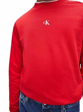 Sweat Calvin Klein Jeans Puff Print Rouge Homme