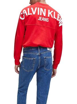 Sweat Calvin Klein Jeans Puff Print Rouge Homme
