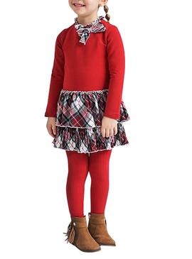 Robe Mayoral Combiné Cadres Rouge pour Fille