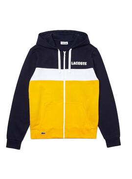 Sweat Lacoste Couleur Block Jaune pour Homme