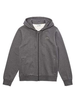 Sweat Lacoste Zip Gris pour Homme