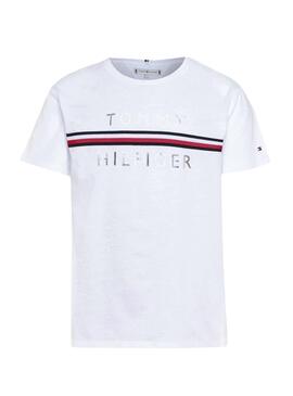 T-Shirt Tommy Hilfiger Flag Tape Blanc pour Garçon