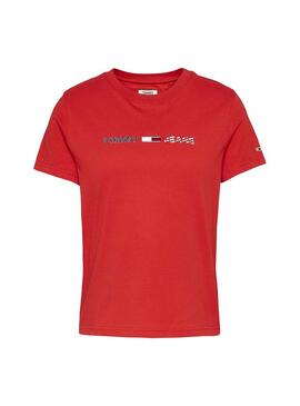 T-Shirt Tommy Jeans Americana Rouge pour Femme