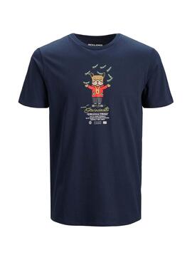 T-Shirt Jack and Jones Dog Bleu pour Homme