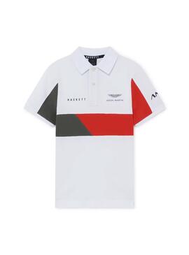 Polo Hackett Aston Martin Split Blanc pour Garçon