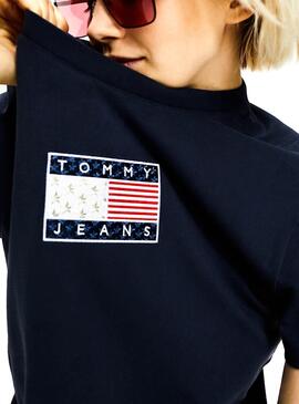 Robe T-Shirt Logo Tommy Jeans Bleu marine Femme