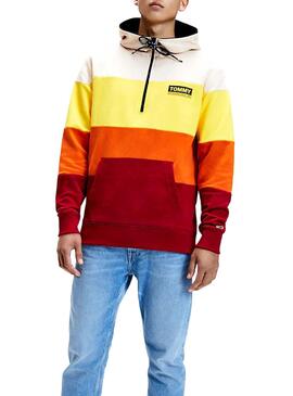 Sweat Tommy Jeans Half Zip Colorblock Homme