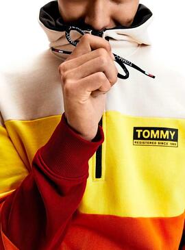 Sweat Tommy Jeans Half Zip Colorblock Homme