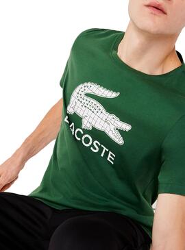 T-Shirt Lacoste Geometric Vert pour Homme