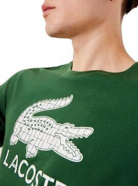 T-Shirt Lacoste Geometric Vert pour Homme