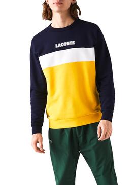 Sweat Lacoste Block Jaune pour Homme