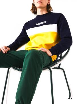 Sweat Lacoste Block Jaune pour Homme