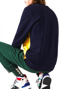 Sweat Lacoste Block Jaune pour Homme
