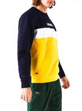 Sweat Lacoste Block Jaune pour Homme