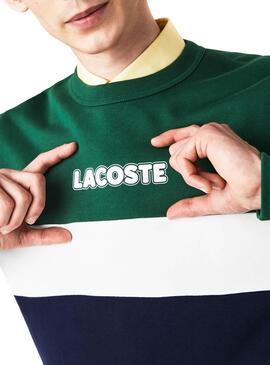 Sweat Lacoste Block Vert pour Homme