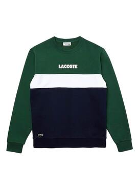 Sweat Lacoste Block Vert pour Homme