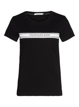 T-Shirt Calvin Klein Jeans Stripe Noire Femme