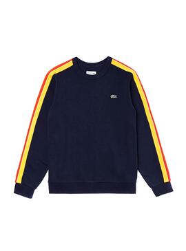 Sweat Lacoste Tricolore Bleu pour Homme