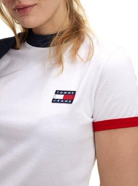 T-Shirt Tommy Jeans Ringer Blanc pour Femme