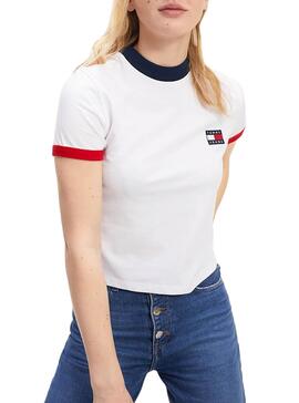 T-Shirt Tommy Jeans Ringer Blanc pour Femme