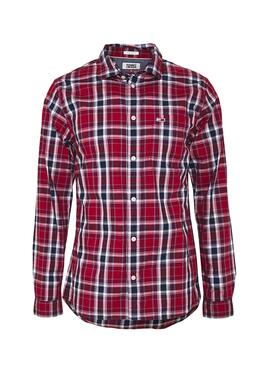 Chemise Tommy Jeans Faded Checks Rouge pour Homme
