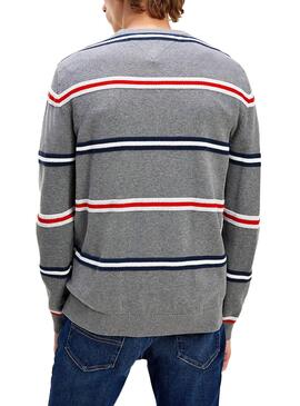 Pull Tommy Jeans Rayures Gris pour Homme