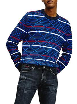 Pull Tommy Jeans Pattern Bleu pour Homme