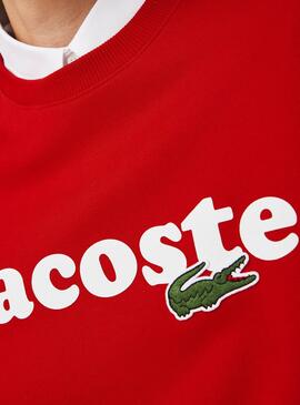Sweat Lacoste Italic Rouge pour Homme