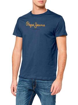 T-Shirt Pepe Jeans Eggo Bleu pour Homme