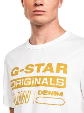 T-Shirt G-Star Raw Wavy Blanc pour Homme