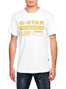 T-Shirt G-Star Raw Wavy Blanc pour Homme