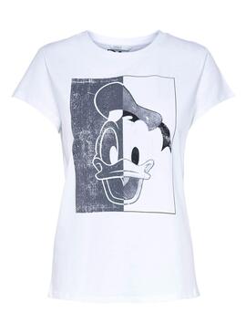 T-Shirt Only Donald Daisy Blanc pour Femme