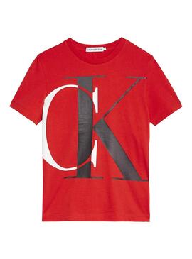 T-Shirt Calvin Klein a exploré Monogram Rouge Garçon