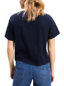 T-Shirt Logo Signature  Tommy Jeans Bleu Femme
