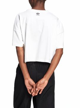 T-Shirt Adidas Big Trefoil Crop Blanc pour Femme