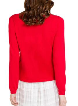 Veste Naf Naf Strass Boutons Rouge pour Femme