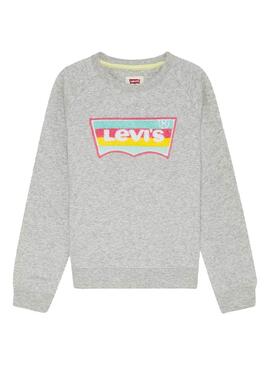 Sweat Levis Gris Logo Multicolore pour Fille