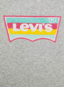 Sweat Levis Gris Logo Multicolore pour Fille