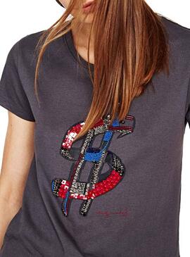 T-Shirt Pepe Jeans Linsey Gris pour Femme