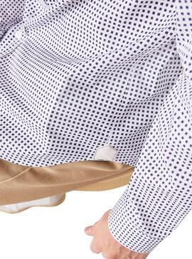 Chemise Micro-dessin Lacoste Blanc et Bleu marine Homme