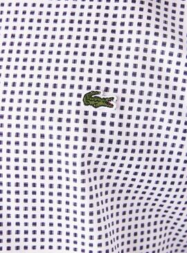 Chemise Micro-dessin Lacoste Blanc et Bleu marine Homme