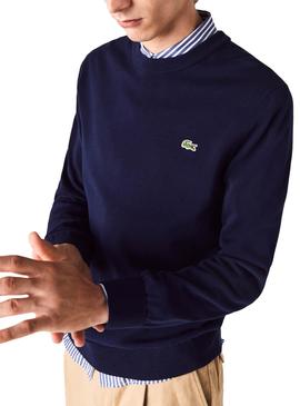 Pull Lacoste Ronde Bleu Bleu marine pour Homme