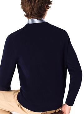 Pull Lacoste Ronde Bleu Bleu marine pour Homme