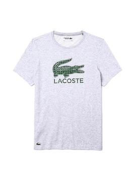 T-Shirt Lacoste Geometric Gris pour Homme