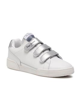 Baskets Pepe Jeans Lambert Velcro Blanc Fille