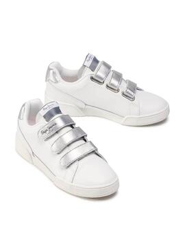 Baskets Pepe Jeans Lambert Velcro Blanc Fille