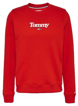 Sweat Tommy Jeans Essentiel Rouge pour Femme