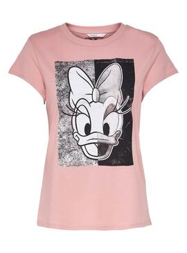 T-Shirt Only Donald Daisy Rosa pour Femme