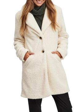 Manteaux Vila Viliosi Teddy Beige pour Femme